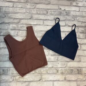 Stylish Women's Blue and Brown Tops